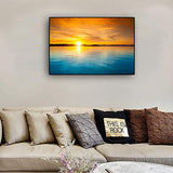 Leowefowa 16x12inch Ocean Sea Wall Art Canvas Prints Beach at Sunset Landscape Picture Framed Wall Poster Nature Scenery Canvas Painting for Living Room Bedroom Modern Home Office Decoration