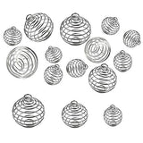 JPSOR 30pcs Silver Plated Spiral Bead Cages Pendants for Jewelry Making (15mm, 25mm, 30mm)