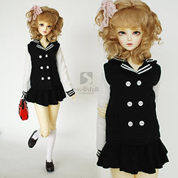 softgege 1/4 MSD BJD DOD AS DZ SSDF LUTSDELF Dollfie Outfit/ Doll Suite / Navy Style Coat + Short Skirt / Black