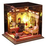 Roroom Dollhouse Miniature with Furniture,DIY 3D Wooden Doll House Kit New Chinese Style Plus with Dust Cover and LED,1:24 Scale Creative Room Idea Best Gift for Children Friend Lover HL08