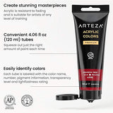 ARTEZA Acrylic Paint, Set 14 Colors, 120 ml, 4.06 oz. Tubes W/ Storage Box and Arteza Craft Brushes, 35 Assorted Brushes, Art Supplies for Artists and Hobby Painters