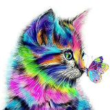 DIY Diamond Painting Kits,Full Round Diamond Drill Colorful Butterfly Kiss Cat,5D Gem Art and Craft Puzzle,Embroidery Jewel Painting for Wall Decor and Gift 11.8x11.8 inch