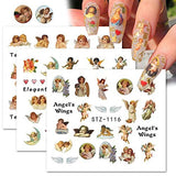 24 Sheet Dragon Snake Angel Nail Art Decals Sticker, Kalolary 3D Water Transfer Nail Stickers Decals Fashion Dragon Snake Cupid Angel Eros Chinese Character Nail Art Stickers Decals for Women Girls