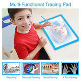 Rechargeable Light Box for Tracing Board,Wireless Battery Operated Copy Board Dimmable A4 LED Trace Lights Pad (Blue)
