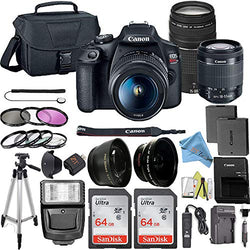 Canon EOS Rebel T7 DSLR Camera Bundle with Canon 18-55mm Lens + Canon EF 75-300mm f/4-5.6 III Lens + 2pc SanDisk 64GB Memory Cards + Accessory Kit