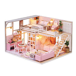 TuKIIE Miniature Dollhouse with Furniture, DIY Wooden Doll House Kit with Dust Proof & Music Movement, 1:24 Scale Creative Room Handcrafts Toys Birthday Gift for Children Teens