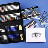54-Piece Colored Pencil Set with Two 50-Page Sketchbooks, Black Zipper Box Sketch Pen Set-Professional Watercolor Pencils for Adults/Children, Professional/Beginners, Durable Coloring Art Pencils