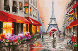 TINMI ARTS 5D Diamond Painting Eiffel Tower Full Round AB Drills DIY Cross Stitch Pattern Rhinestone Embroidery Kits Home Decor (Rainy Day in Paris,21.6"x 15")