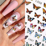 Butterfly Nail Art Stickers Decals Colorful Spring Holographic Butterfly Nail Accessories Exquisite Nail Art Supplies for Women Girls Nail Art Decorations Manicure Nail Decor 6Sheet