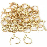 Leaver Back Earring Findings, OnFine2016 50pcs Gold-plated Brass Leverback Plain with Open Loop