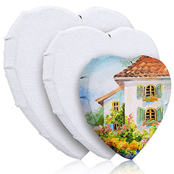 Uxcell Painting Canvas Panels, 2 Pack 4x4 Inch Heart Shape Wood Frame Blank  Art Board Panels, White