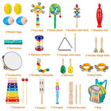 Obuby Toddler Musical Instruments Sets Wooden Percussion Instruments Toy for Kids Preschool Educational Wood Toys with Storage Bag for Kid Baby Babies Children Boys and Girls