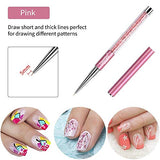 Beetles Nail Art Liner Brushes, Nail Gel Polish Painting Nail Art Design Brush Pen Set Diamond application Rhinestone Handle, Nail Dotting Painting Drawing Pen Size 5/7/9/11/20mm, 5Pcs