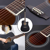 Saturnpower 6 String Acoustic Guitar 41in Full Size Wooden Guitar Starter Kit with Bag, Tuner, Strap, Picks, Capo, Extra Strings Set Pick for Beginner Adult Kids Starter Right-handed (Black)