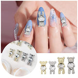 30 Pcs Nail Art Rhinestones,Shiny Alloy Bear 3D With Heart Crystal Nail Decoration,DIY Nail Art Decoration Accessories