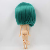 ASDAD BJD Nude Doll 1/6 SD Doll Blyth Nude Doll White Skin Tone Blyth Doll Green Straight Short Hair Joint Azon Body 1/6 Fortune Days Girl Gift,A