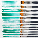 U.S. Art Supply 12 Piece Special Effects Artist Paint Brush Set - Professional Taklon Synthetic FX Brushes, Ribbon, Muti-Liner, Angular - Create Grass, Hair, Fur - Watercolor, Acrylic, Gouache, Oil