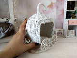 Miniature Cinderella Carriage, Fairytale Doll Pumpkin Stroller, Handmade Wicker