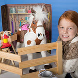 Adora Amazing World “Plush Horse with 1 Sound Effect, Saddle, Harness & Wooden Stable Play Set” – 15 Piece Set for 18” Dolls [Amazon Exclusive], 29136