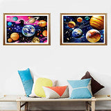 Ginfonr 5D Diamond Painting Colorful Space Full Drill by Number Kits, 2 Pack Abstract Planet Paint with Diamond Art DIY Star and Universe Rhinestone Wall Craft Decor 30x40 cm (12x16 inch)