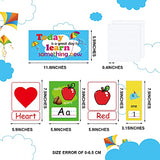 57 Pieces Educational Preschool Cards Kids Early Learning Poster Alphabet Number Colors and Shapes Bulletin Board Decoration Kindergarten Classroom Learning Card with Glue Point Dot for Kids