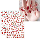 JMEOWIO 12 Sheets Fruit Nail Art Stickers Decals Self-Adhesive Pegatinas Uñas Strawberry Watermelon Lemon Nail Supplies Nail Art Design Decoration Accessories