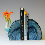 JIC Gem Agate Bookend Dyed Blue Polished 1 Pair - 3 to 4 Lbs