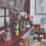 BARMI 2Pcs 1/12 Dollhouse Mini Furniture Vase Model Toy Miniature Landscape Decor,Perfect DIY Dollhouse Toy Gift Set Clear