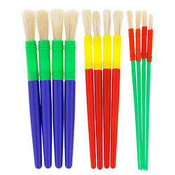 US Art Supply 12 Piece Round Children's Tempera Paint Brushes in 3 Sizes