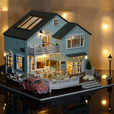 LQKYWNA DIY Dollhouse Miniature Kit 3D Handcraft Creative Mini Doll Toy Furniture Villa Balcony Cozy Wooden House Best Gifts for Kids Girls Boys