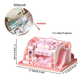 WYD Miniature Kit Puzzles Toys DIY House Kit with LED Lights 3D Mini House Puzzle Gifts for Girls