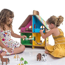 Carton Studio Ecofriendly Coloring Kids Play House or Dollhouse made from 100% Carton | A One Of A Kind Handmade Do It Yourself (DIY) Carton Playhouse - Great for Kids and Adults (Medium Size)