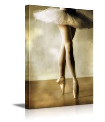 wall26 - Canvas Prints Wall Art - Beautiful Ballerina Dancing with White Tutu | Modern Wall Decor/Home Decoration Stretched Gallery Canvas Wrap Giclee Print. Ready to Hang - 18" x 12"