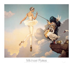 Leda's Daughter Michael Parkes Ballet Fantasy Mystical Print Poster, Overall Size: 31.5x27.5, Image Size: 27.75x23