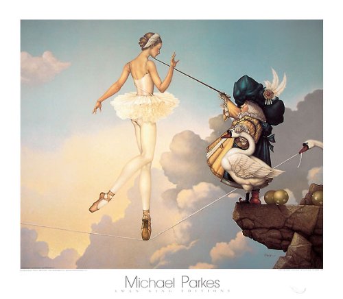 Leda's Daughter Michael Parkes Ballet Fantasy Mystical Print Poster, Overall Size: 31.5x27.5, Image Size: 27.75x23