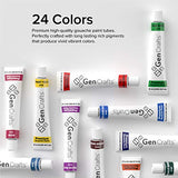 GenCrafts Gouache Paint Set - Set of 24 Premium Vibrant Colors - (12 ml, 0.406 oz.) - Quality Non Toxic Pigment Paints for Canvas, Fabric, Crafts, and More - for All Artists: Adults and Kids