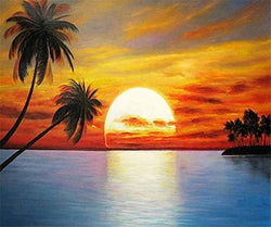 CaptainCrafts DIY 5D Diamond Painting by Number Kits Full Drill Diamond Painting - Ocean Sunset (25X30cm/10X12inch)