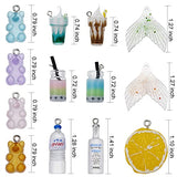 52 Pieces Colorful Resin Gummy Bear Ice Cream Boba Tea Mermaid Tail Mini Bottle Charms Jewelry Pendant for DIY Earrings Necklace Bracelet Keychain or Dollhouse Decoration, 13 Styles (Style-1)