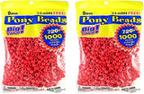 Darice 06121-2-01 1000 Count Pony Beads, 9mm, Opaque Red (2 packs)