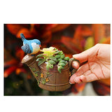 F Fityle Creative Miniature Bird Flower Pot Dollhouse - Rust