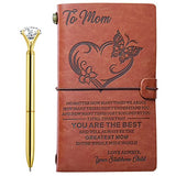 To My Mom Leather Journal Set with Pen ,Mother's Day Anniversary Birthday Thanksgiving Christmas Gifts from Daughter Son, Mom Notebook Refillable Travel Diary (7.9"x4.7")