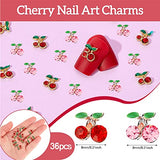 Benuomi 36PCS Nail Charms 3D Cherry Nail Art Charms Rhinestones Cute Shiny Nail Gems Nail Glitter Studs Fruit Nail Slices with Box for Women Girls Nail Decoration Jewelry Making Crafts