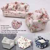 CALIDAKA Doll House Sofa Arm Chair,1:12 Scale Dollhouse Miniature Funiture Decor Couch with Pillow,Wooden Dollhouse Living Room Doll Sofa Chair Dolls DIY Accessories