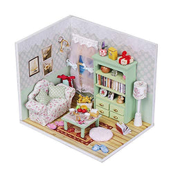 Decdeal DIY House Decor with LED Light Accessories Furniture Miniature Doll House Wooden Craft Kits Best Birthday Gifts for Women and Girls