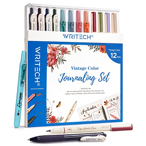 WRITECH Journaling Kit, Gel Ink Pens/Retractable Highlighters/Dual