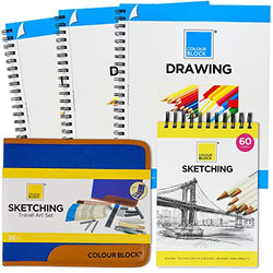 COLOUR BLOCK 40pc Sketching Pencil Art Bundle - 37pc Sketch Drawing Pencil Art Set & Bonus 3 Drawing Pad, 50 Sheets