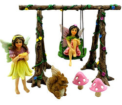 Pretmanns Fairy Garden Accessories Kit – Miniature Garden Fairies – Fairy Garden Figurines & Swing Set – Fairy Garden Supplies