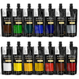 ARTEZA Acrylic Painter Supply Bundle, Acrylic Paint Set of 14 Colors and Stretched Canvas 8x10"