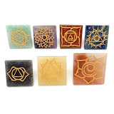 Set of 7 (SEVEN) Pyramid Chakra Set -- Engraved Pyramid Shaped Chakra Stone - Reiki -