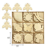 Unfinished Wooden Cutouts for Crafts,45-Count Hanging Wood Flakers for Homemade Project 3.5 Inch 5 Peices Each